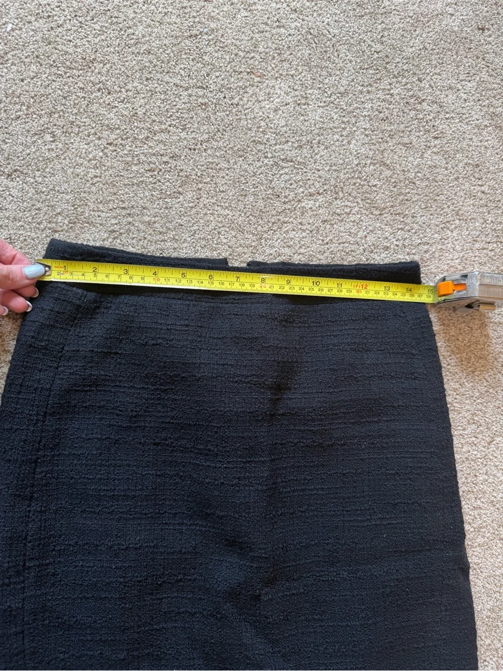 J. Crew Black Frayed-Hem Tweed Pencil Skirt